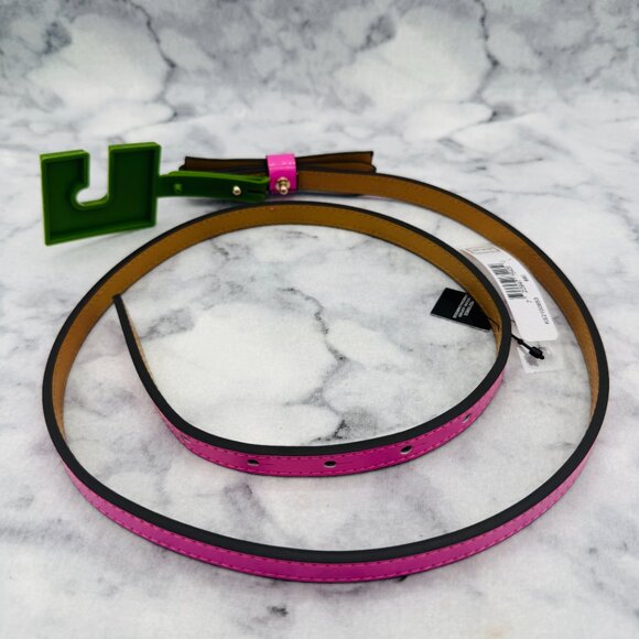 Kate Spade Patent Leather Shoestring Bow Belt Pink,Size L,41in Waist Belt-NEW main image 4